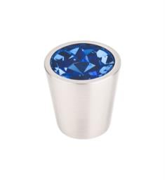 Top Knobs TK131BSN Crystal 1 1/8" Brass Cone Shaped Blue Crystal Center Cabinet Knob in Brushed Satin Nickel