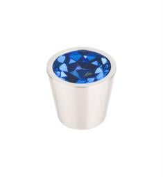 Top Knobs TK132BSN Crystal 3/4" Brass Cone Shaped Blue Crystal Center Cabinet Knob in Brushed Satin Nickel