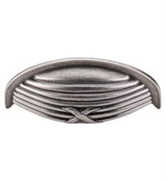 Top Knobs M938 Edwardian 3" Center to Center Zinc Alloy Ribbon & Reed Cup Cabinet Pull in Pewter Antique