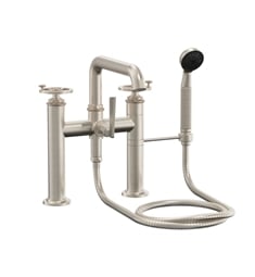California Faucets 8508W-ETD.18 Steampunk 12 1/4" Deck Mount Low Spout Tub Filler with 1.8 GPM Handshower - Wheel Handles