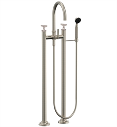 California Faucets 8608B-ETF.18 Steampunk 41 1/4" Floor Mount High Spout Tub Filler with 1.8 GPM Handshower - Blade Handles