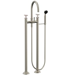 California Faucets 8608B-ETF.20 Steampunk 41 1/4" Floor Mount High Spout Tub Filler with 2.0 GPM Handshower - Blade Handles