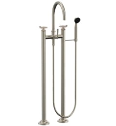 California Faucets 8608W-ETF.18 Steampunk 41 1/4" Floor Mount High Spout Tub Filler with 1.8 GPM Handshower - Wheel Handles