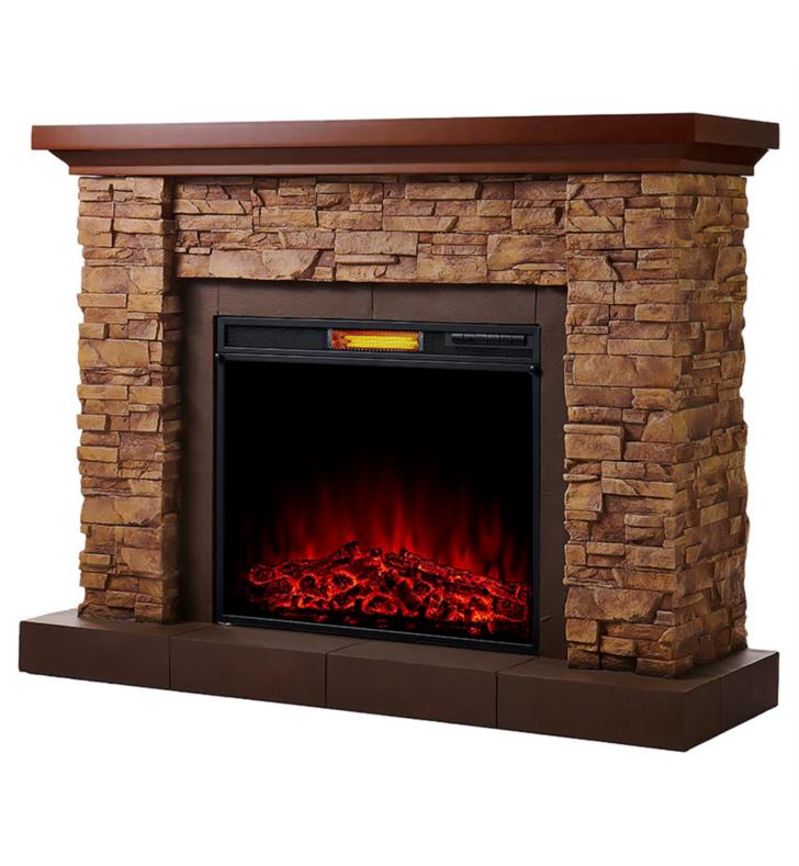 Comfort Smart Assm 021 2856 Stackstone, Rustic Electric Fireplace With Mantel