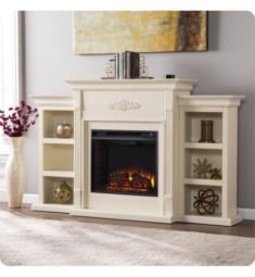 Southern Enterprises FE8544 Tennyson 70 1/4" Traditional Electric Fireplace Mantel Package with Bookcases in Ivory