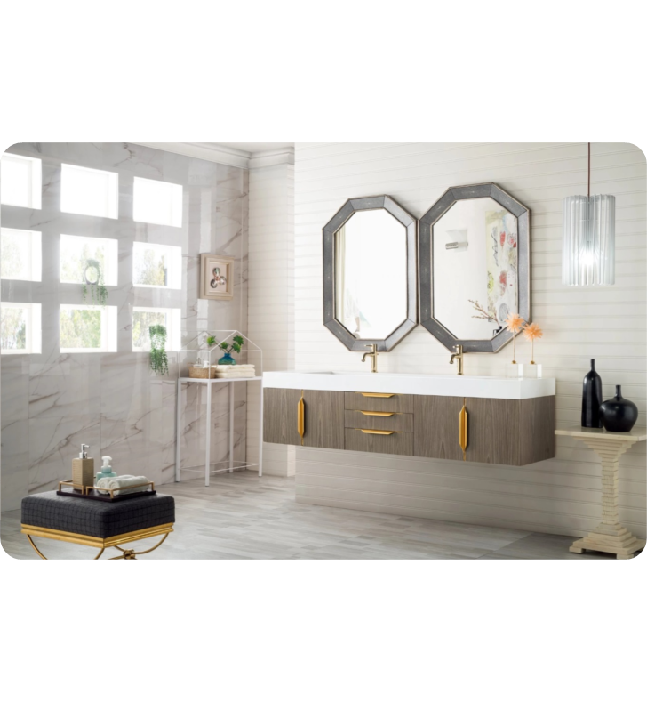 Mercer Island Wall Mounted Double Bathroom Vanity Cabinet with
