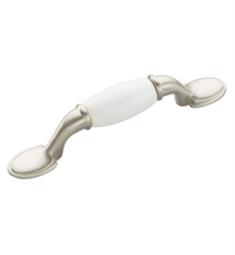 Hickory Hardware P744-SNW Tranquility 3" Center to Center Handle Cabinet Pull in Satin Nickel with White