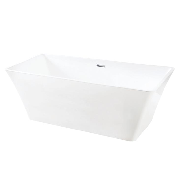 Kingston Brass Vtsq Aqua Eden 66 5 8 Acrylic Freestanding Rectangular Bathtub With Drain In White