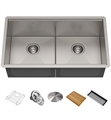 Kraus KWU112-33 Kore 33" Double Bowl Undermount Workstation Stainless Steel Rectangular Kitchen Sink