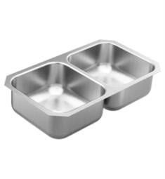 Moen GS20210 2000 Series 31 3/4" Double Bowl Stainless Steel Undermount Kitchen Sink with 3 5/8" Drain Opening