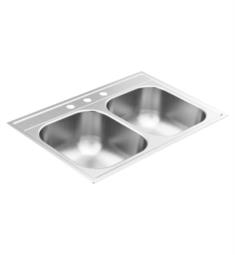 Moen GS202133Q 2000 Series 33" Three Hole Double Bowl Stainless Steel Drop-In Kitchen Sink with 3 5/8" Drain Opening