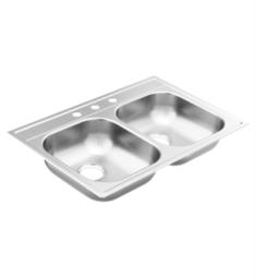 Moen GS20217BQ 2000 Series 33" Double Bowl Stainless Steel Drop-In Kitchen Sink with ADA/FHA Compliant