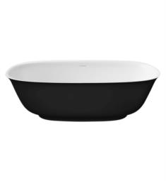 Perlato PLERAV6730-BK Ravenna 67" Freestanding Solid Surface Eco-Lapistone Oval Soaker Bathtub in White Satin with Soft Touch Matte Black Exterior Finish