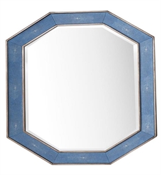 James Martin 963-M30-SL-DB Tangent 41" Wall Mount Framed Octagon Mirror in Silver with Delft Blue