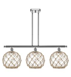 Innovations Lighting 516-3I-G122-10RB Ballston Large Farmhouse Rope 36" 3 Light Clear Large Farmhouse Glass with Brown Rope Island Light with LED or Incandescent Bulb Option