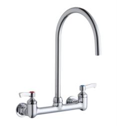 Elkay LK940LGN08H 14 1/2" Double Handle Wall Mount Commercial Kitchen Faucet with 8" Gooseneck Spout and 1/2" Offset Inset in Chrome