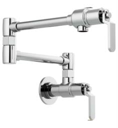 Brizo 62844LF Litze 6 1/2" Double Handle Wall Mount Pot Filler Kitchen Faucet with Industrial Handle