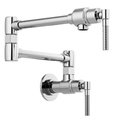 Brizo 62843LF Litze 6 1/2" Double Handle Wall Mount Pot Filler Kitchen Faucet with Knurled Handle