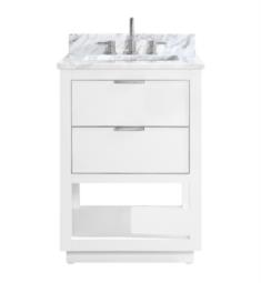 Avanity ALLIE-VS25-WTS-C Allie 24" Freestanding Single Bathroom Vanity with Sink in White with Silver Trim and Carrara White Marble Countertop