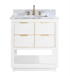 Avanity ALLIE-VS31-WTG Allie 30" Freestanding Single Bathroom Vanity with Sink in White with Gold Trim