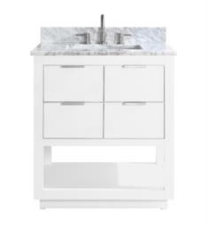 Avanity ALLIE-VS31-WTS-C Allie 30" Freestanding Single Bathroom Vanity with Sink in White with Silver Trim and Carrara White Marble Countertop