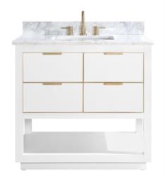 Avanity ALLIE-VS37-WTG Allie 36" Freestanding Single Bathroom Vanity with Sink in White with Gold Trim