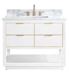 Avanity ALLIE-VS43-WTG Allie 42" Freestanding Single Bathroom Vanity with Sink in White with Gold Trim