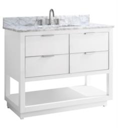 Avanity ALLIE-VS43-WTS-C Allie 42" Freestanding Single Bathroom Vanity with Sink in White with Silver Trim and Carrara White Marble Countertop