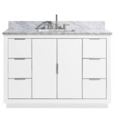 Avanity AUSTEN-VS49-WTS-C Austen 48" Freestanding Single Bathroom Vanity with Sink in White with Silver Trim and Carrara White Marble Countertop