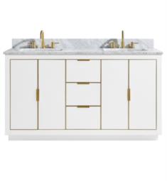 Avanity AUSTEN-VS61-WTG Austen 60" Freestanding Double Bathroom Vanity with Sink in White with Gold Trim