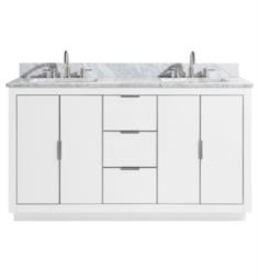 Avanity AUSTEN-VS61-WTS-C Austen 60" Freestanding Double Bathroom Vanity with Sink in White with Silver Trim and Carrara White Marble Countertop