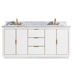 Avanity AUSTEN-VS73-WTG Austen 72" Freestanding Double Bathroom Vanity with Sink in White with Gold Trim