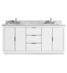 Avanity AUSTEN-VS73-WTS-C Austen 72" Freestanding Double Bathroom Vanity with Sink in White with Silver Trim and Carrara White Marble Countertop