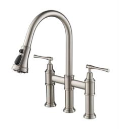 Kraus KPF-3121 Allyn 16" Double Handle Deck Mounted Bridge Kitchen Faucet with Pull-Down Sprayhead