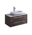 Fresca FCB6132ACA-VSL-I Lucera 32" Acacia Wall Hung Vessel Sink Modern Bathroom Cabinet with Top & Vessel Sink