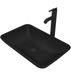 VIGO VGT1436 22 1/4" Hadyn MatteShell Vessel Bathroom Sink and Seville Faucet with Pop-Up Drain in Matte Black