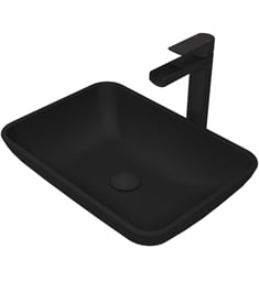 VIGO VGT1428 18" Sottile MatteShell Vessel Bathroom Sink and Amada Faucet with Pop-Up Drain in Matte Black