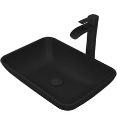 VIGO VGT1434 18" Sottile MatteShell Vessel Bathroom Sink and Niko Faucet with Pop-Up Drain in Matte Black