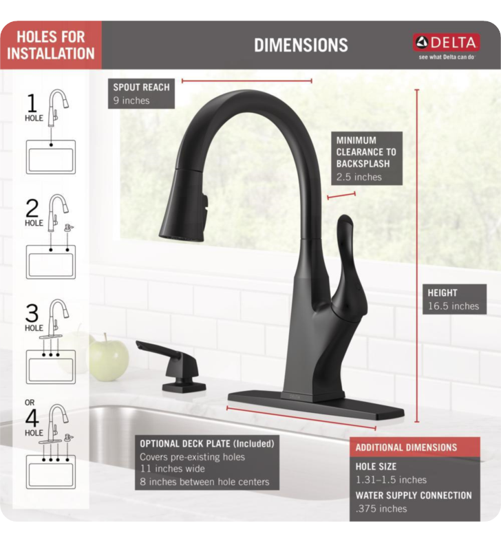 Delta Everly 1-Handle Pull-Down Sprayer Kitchen Faucet w/ShieldSpray Technology