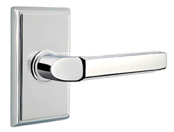 Emtek 8221 4 3/8" Privacy Classic Brass Door Lever Set with Rectangular Rosette ( Standard Door Prep )