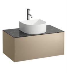 Laufen H4054150341401 Sonar 30 5/8" Wall Mount Single Basin Bathroom Vanity Base with Faucet Hole in Gold/Nero Marquina