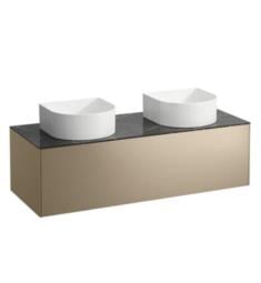 Laufen H4054240341401 Sonar 46 3/8" Wall Mount Double Basin Bathroom Vanity Base for Cut-Outs Left and Right without Faucet Hole in Gold/Nero Marquina