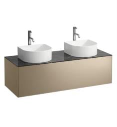 Laufen H4054280341401 Sonar 46 3/8" Wall Mount Double Basin Bathroom Vanity Base for Cut-Outs Left and Right with Faucet Hole in Gold/Nero Marquina