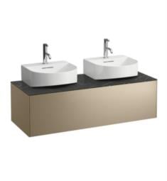 Laufen H4054540341401 Sonar 46 3/8" Wall Mount Double Basin Bathroom Vanity Base for Cut-Out Left and Right with One Drawer in Gold/Nero Marquina