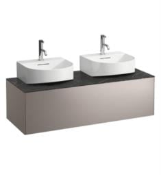 Laufen H4054540341421 Sonar 46 3/8" Wall Mount Double Basin Bathroom Vanity Base for Cut-Out Left and Right with One Drawer in Titanium/Nero Marquina