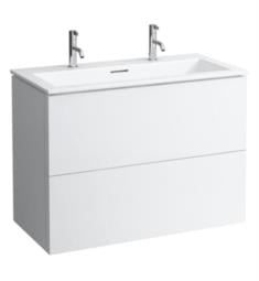 Laufen H8603376401071 Kartell 39 3/8" Wall Mount Single Basin Bathroom Vanity with Two Faucet Hole in White Matte