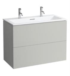 Laufen H8603376411071 Kartell 39 3/8" Wall Mount Single Basin Bathroom Vanity with Two Faucet Hole in Pebble Grey