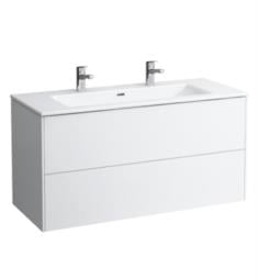 Laufen H8649632611071 Pro S 47 1/4" Wall Mount Single Basin Bathroom Vanity with Two Faucet Hole in White Glossy
