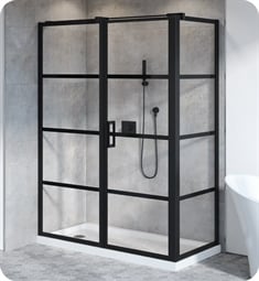 Fleurco LAP2-33-43-79 Latitude 45 1/2" - 58 1/8" Framed In and Out Pivot Shower Door with Fixed Panel and Return Panel in Matte Black