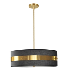 Dainolite WIL-224P-AGB-BK Willshire 4 Light Incandescent Pendant in Aged Brass Finish with Black Shade